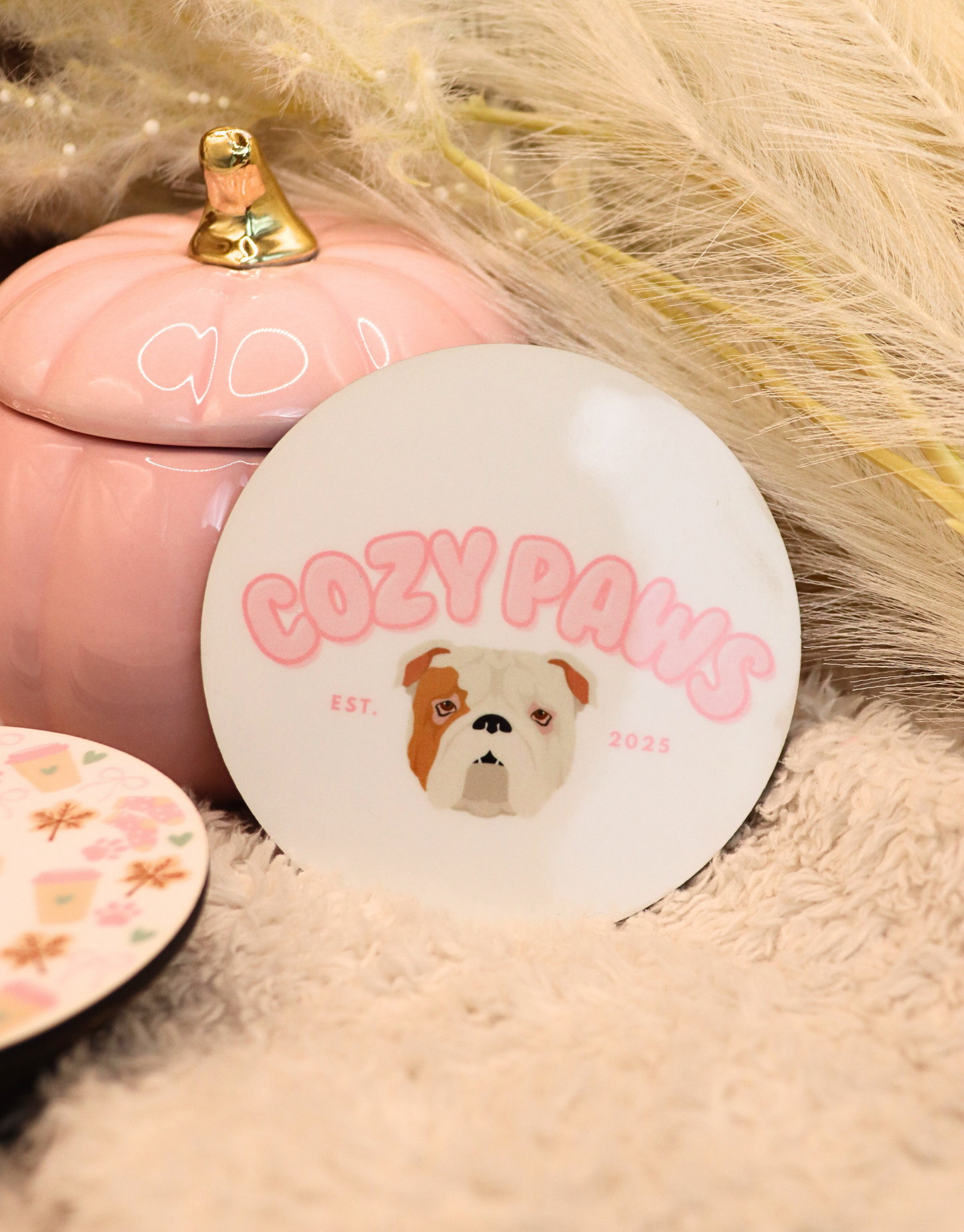 Pink Custom Cozy Paws Coaster