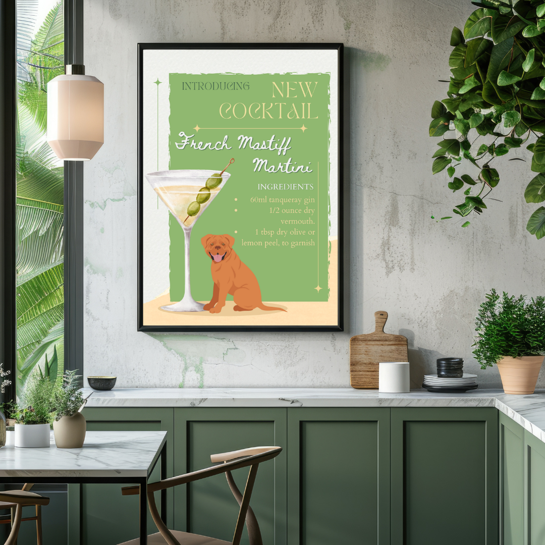 French Mastiff Martini Poster