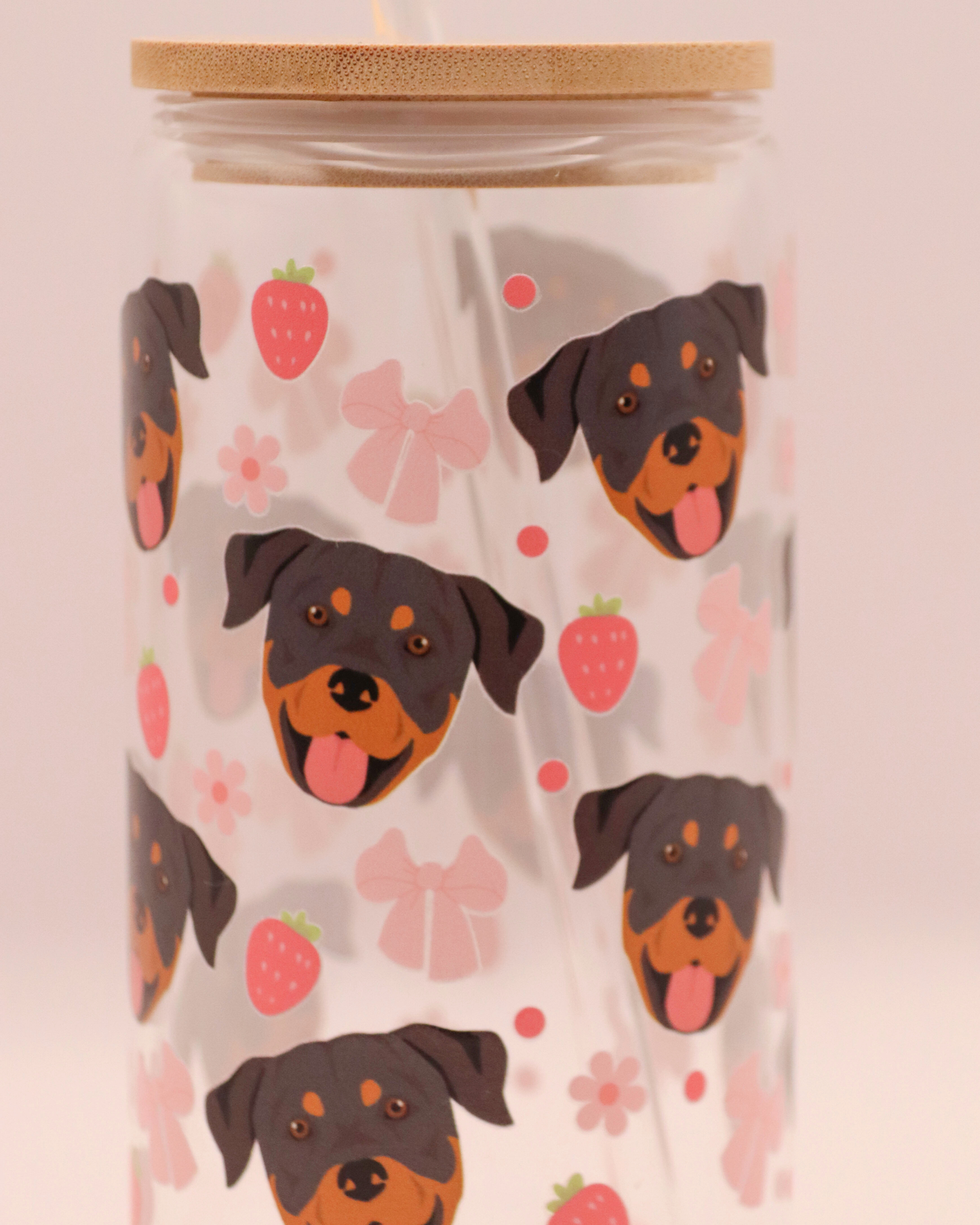Rottweiler Pink Strawberry Bows
