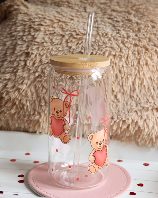 You Make Me Beary Happy Glass Cup