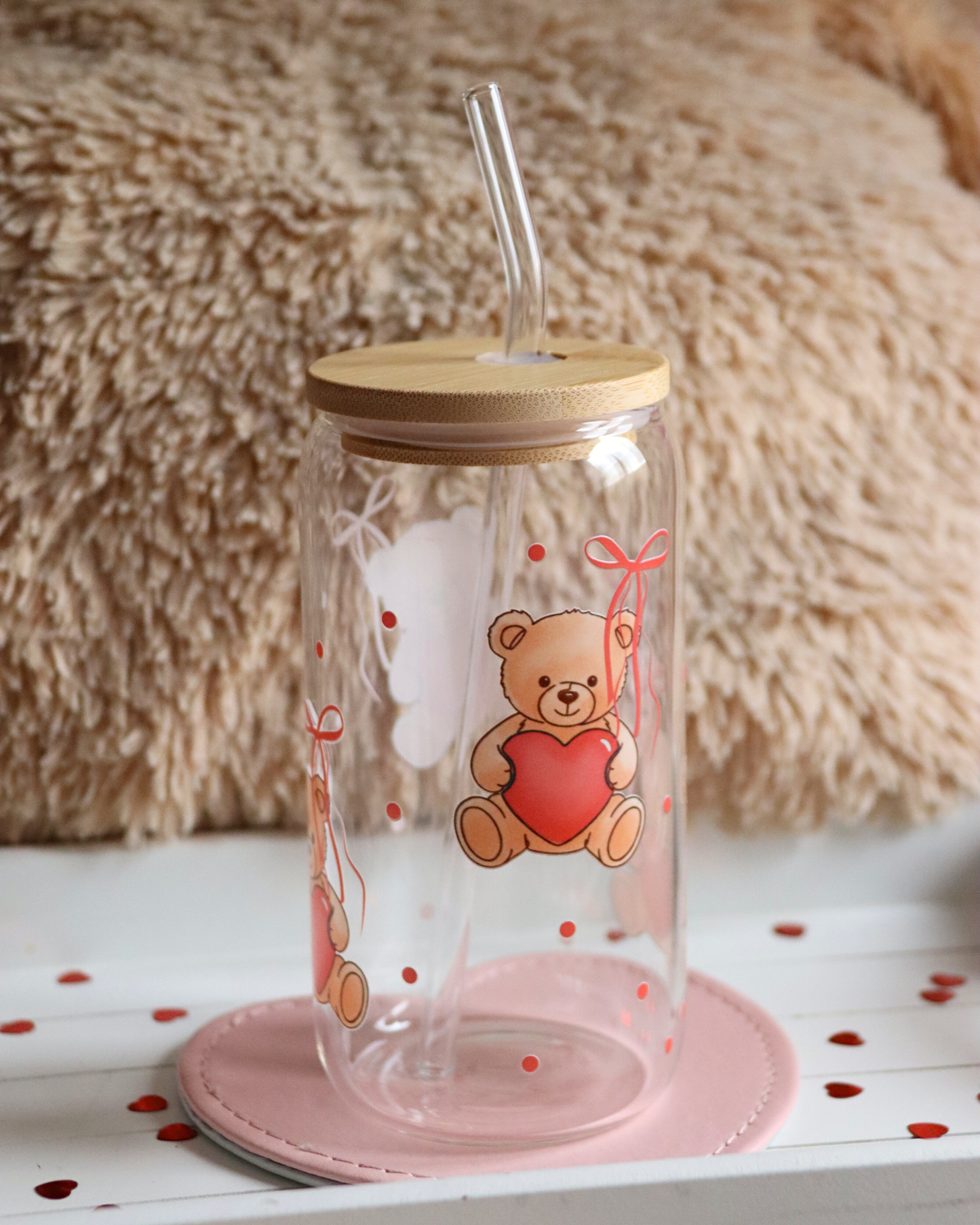 You Make Me Beary Happy Glass Cup