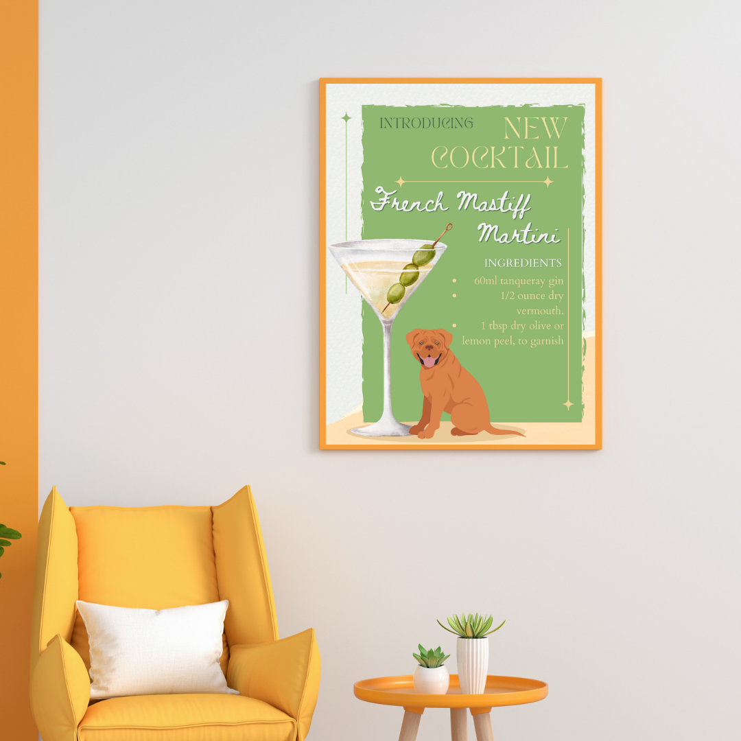 French Mastiff Martini Poster