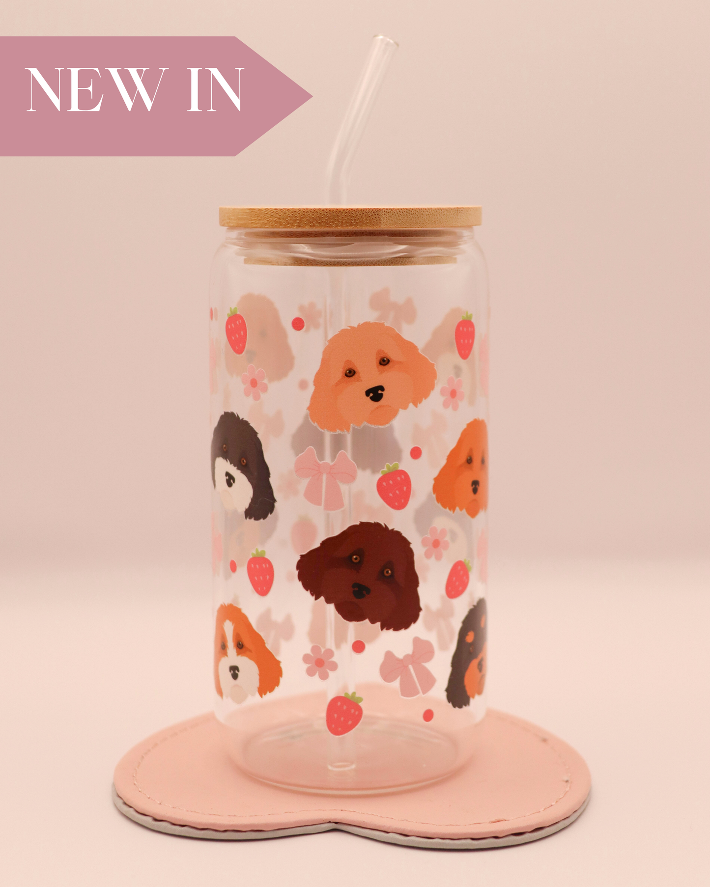 Cavapoo Pink Strawberry Bows