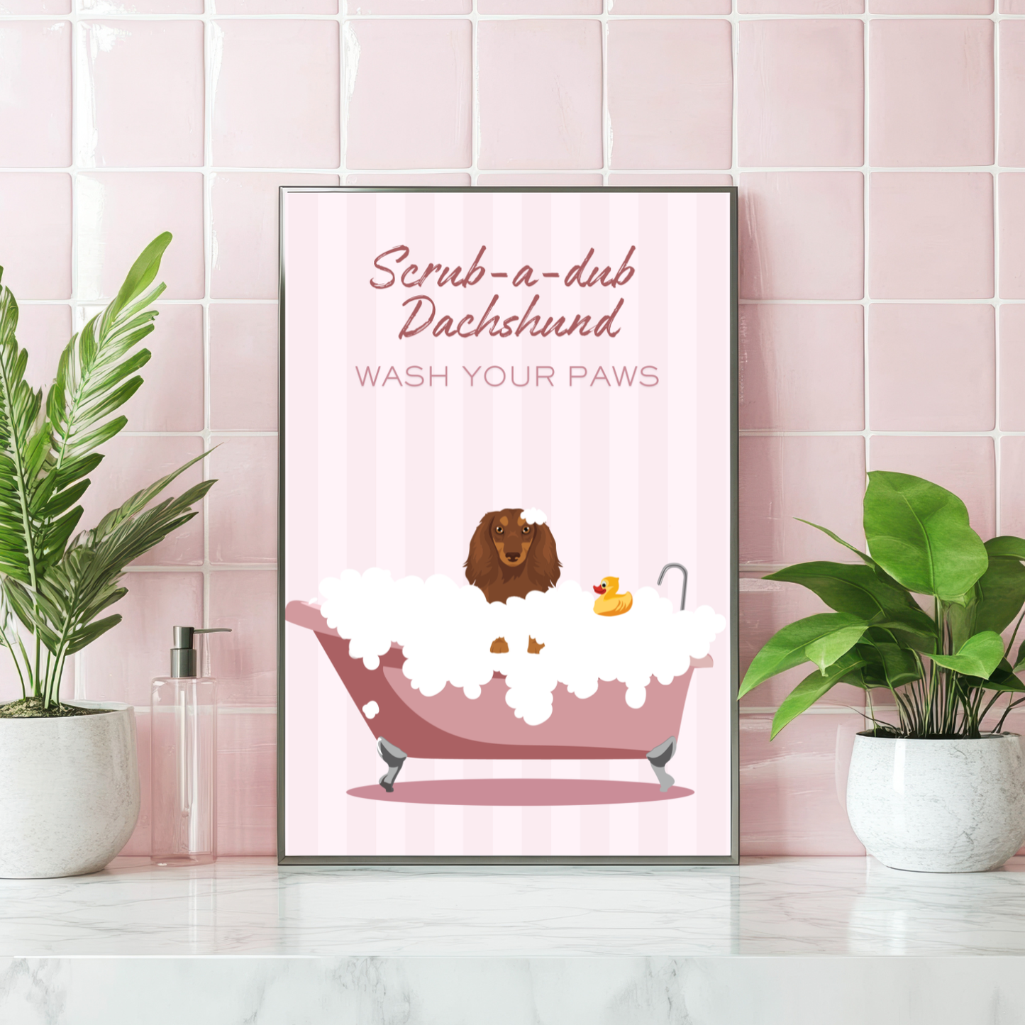 Custom Dog In The Bath Print