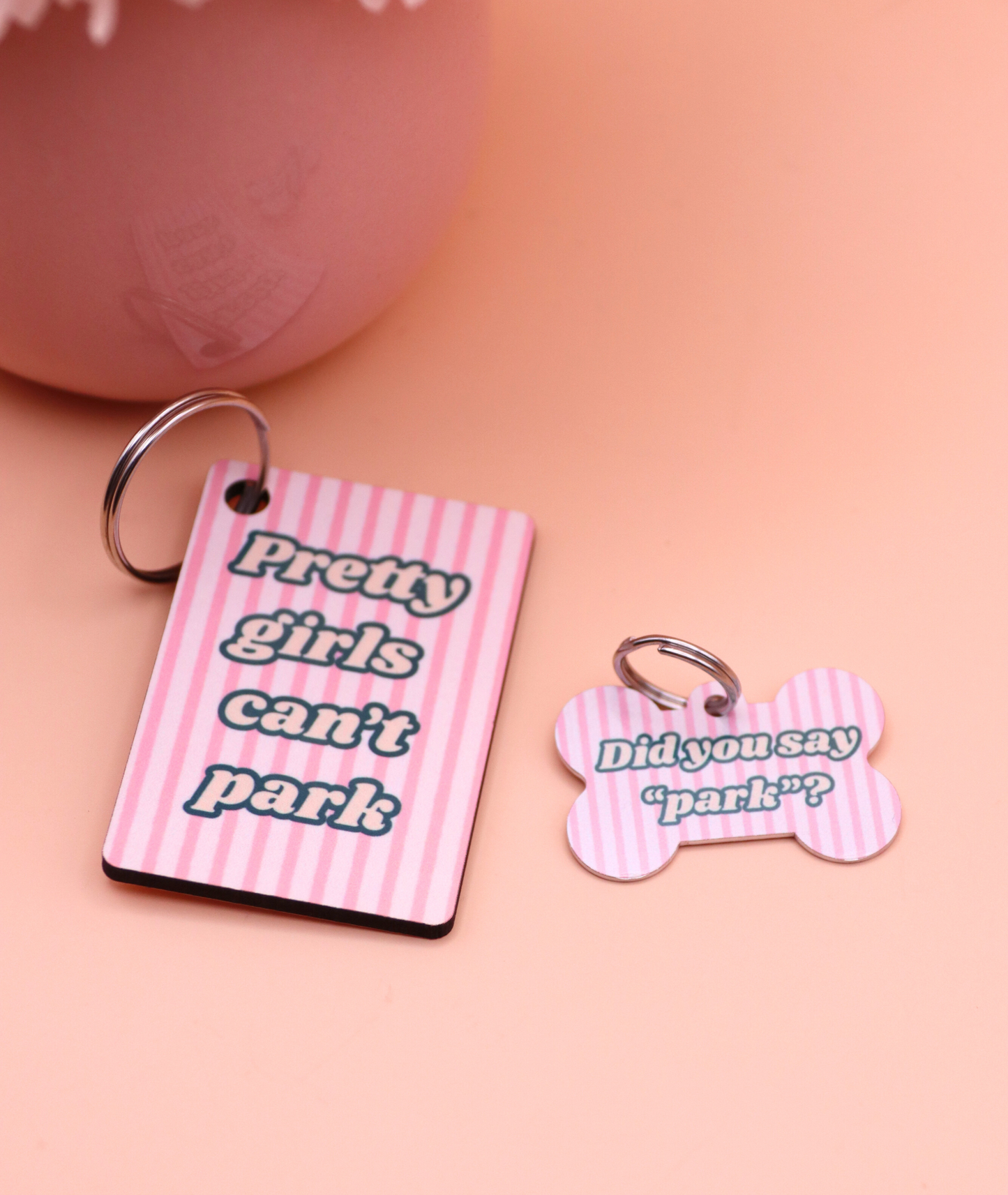 Pretty Girls Can't Park - Did You Say 'Park'? Keyring & Dog Tag Set