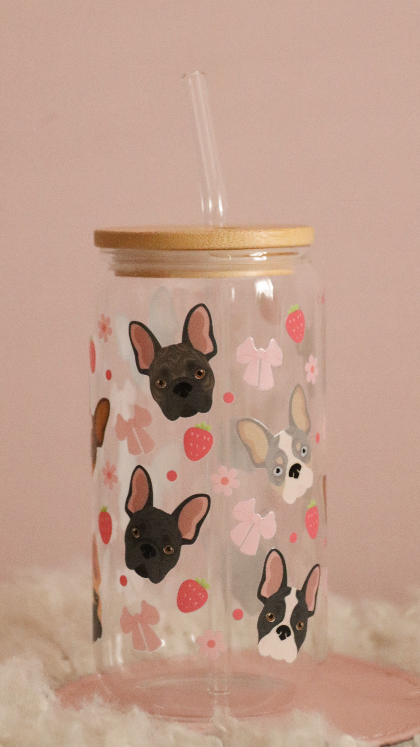 French Bulldog Pink Strawberry Bows