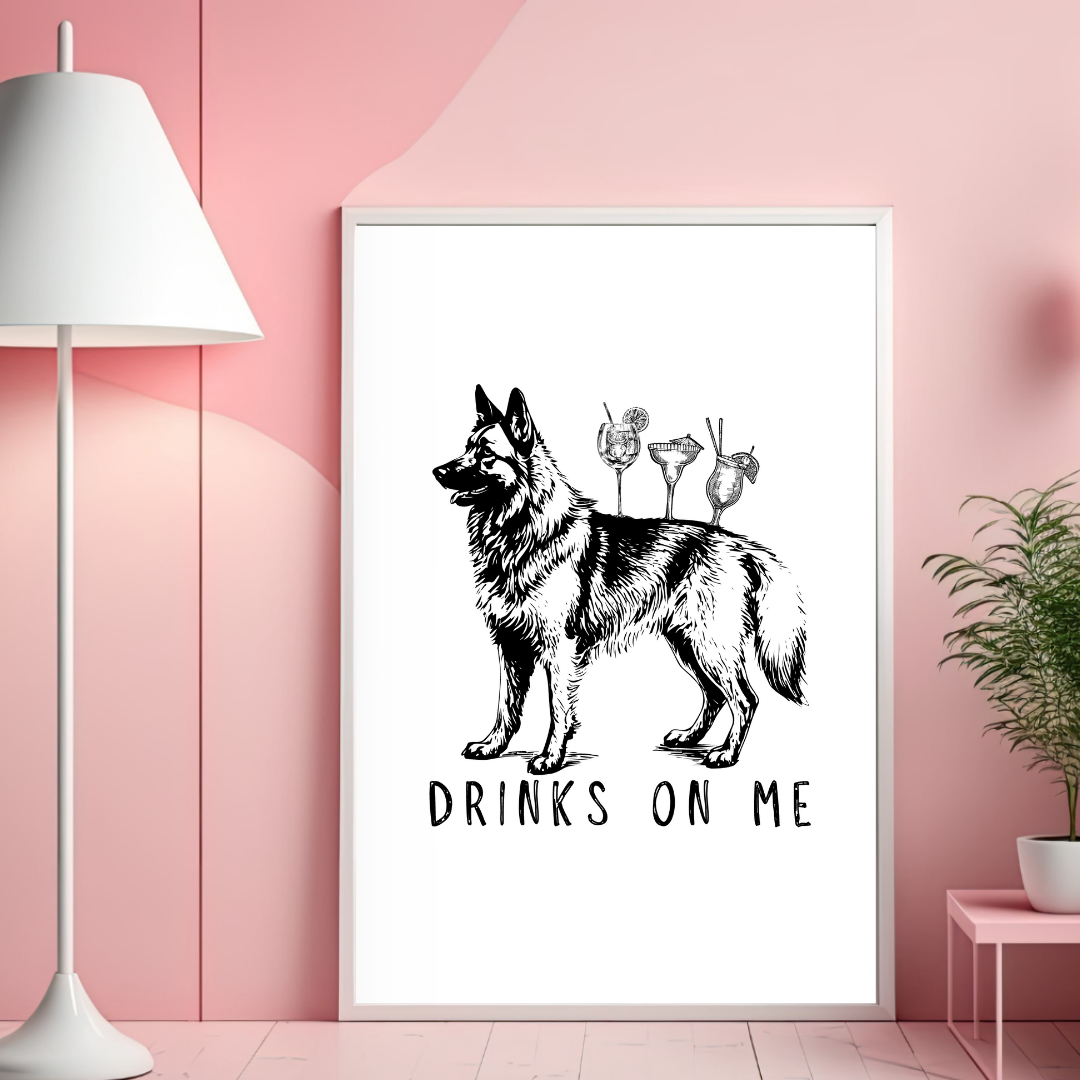 German Shepherd Drinks On Me