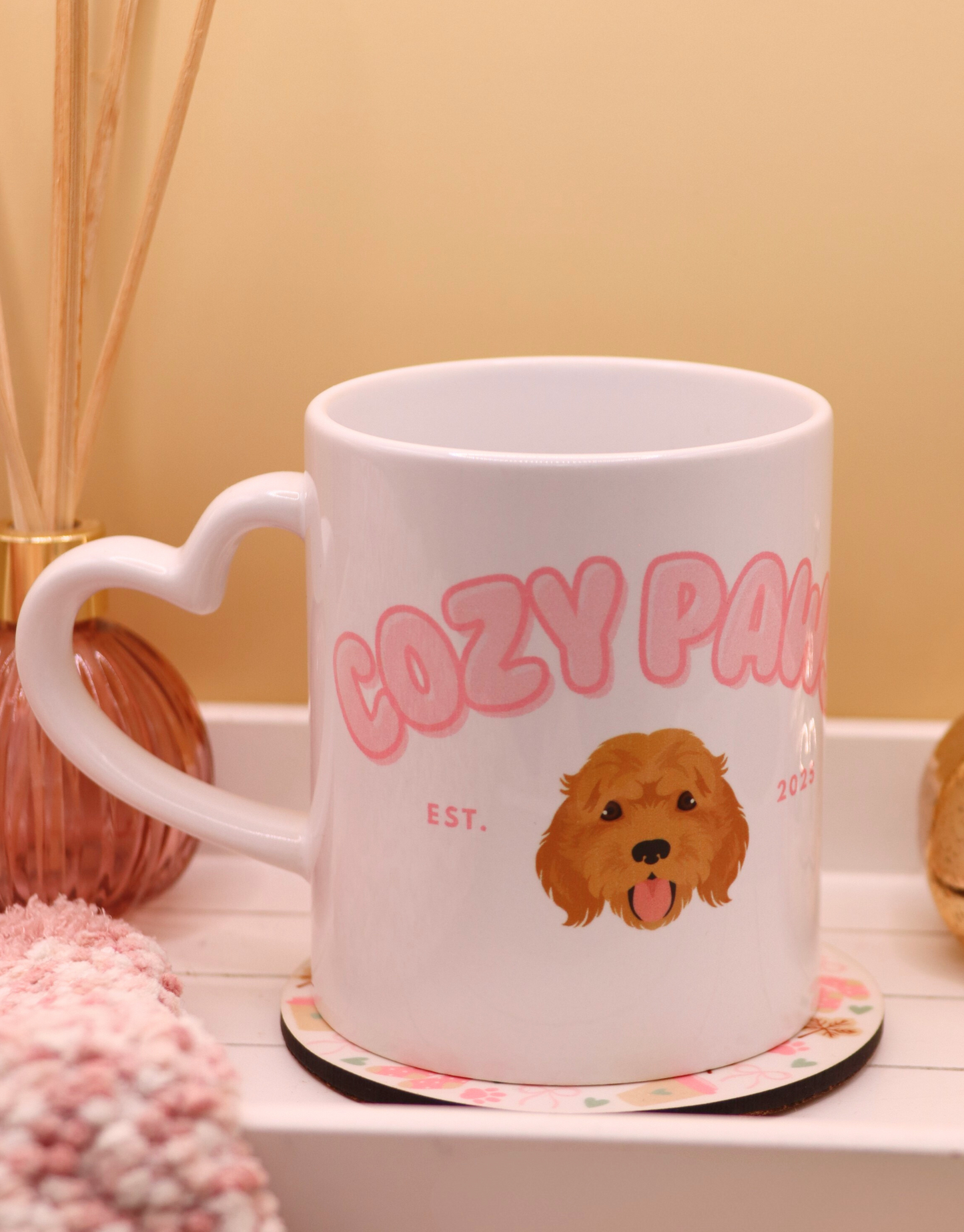 Pink Custom Cozy Paws Mug
