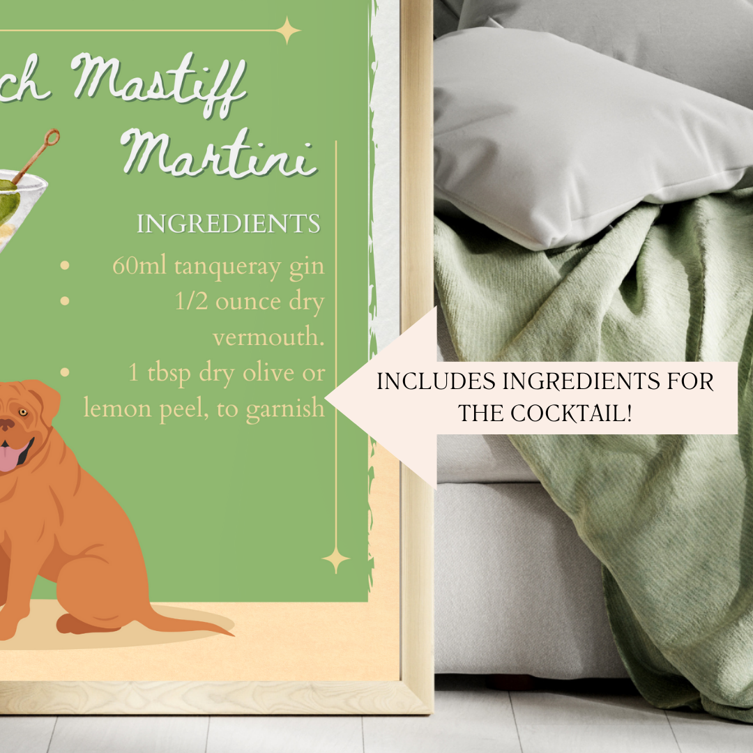 French Mastiff Martini Poster