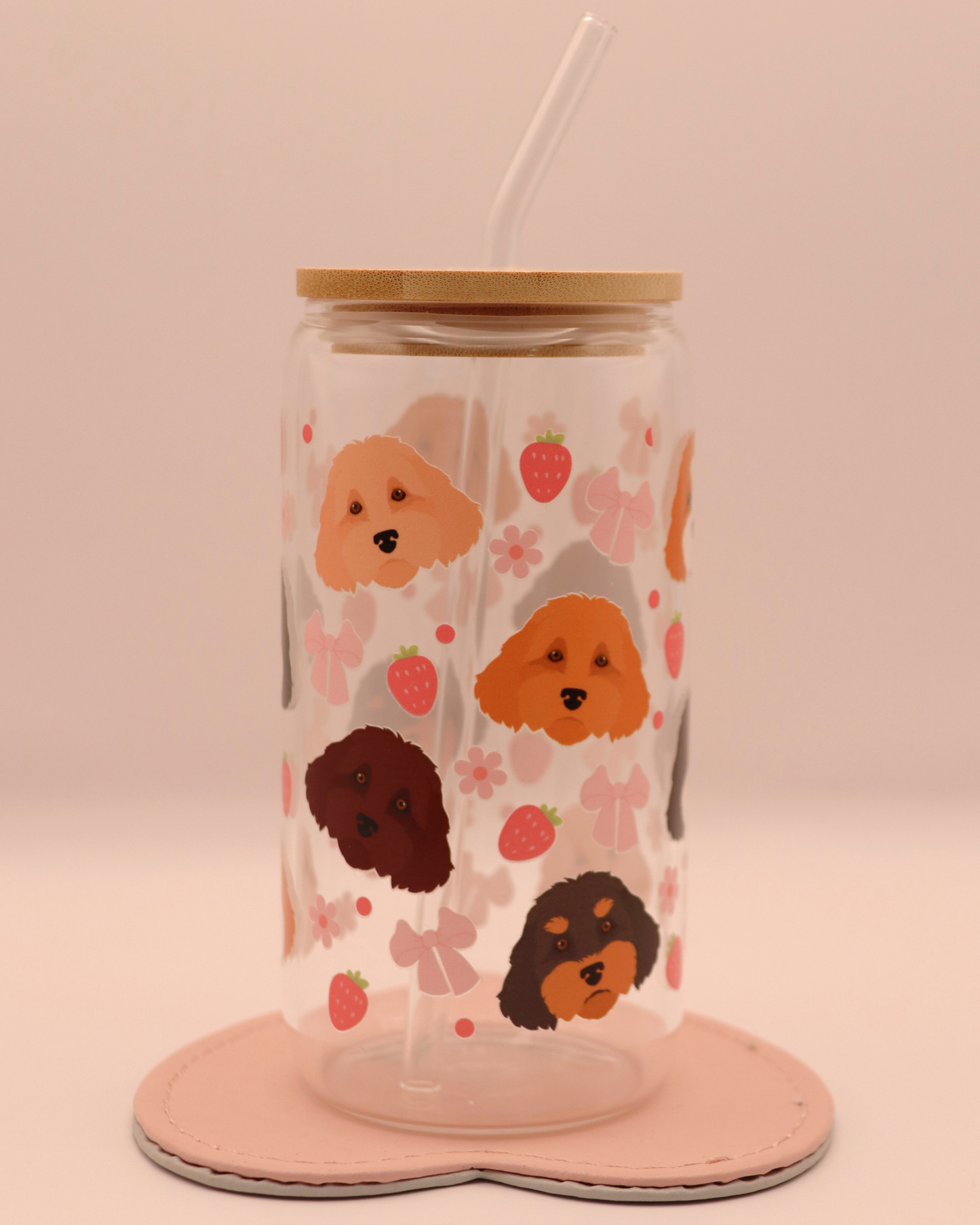 Cavapoo Pink Strawberry Bows