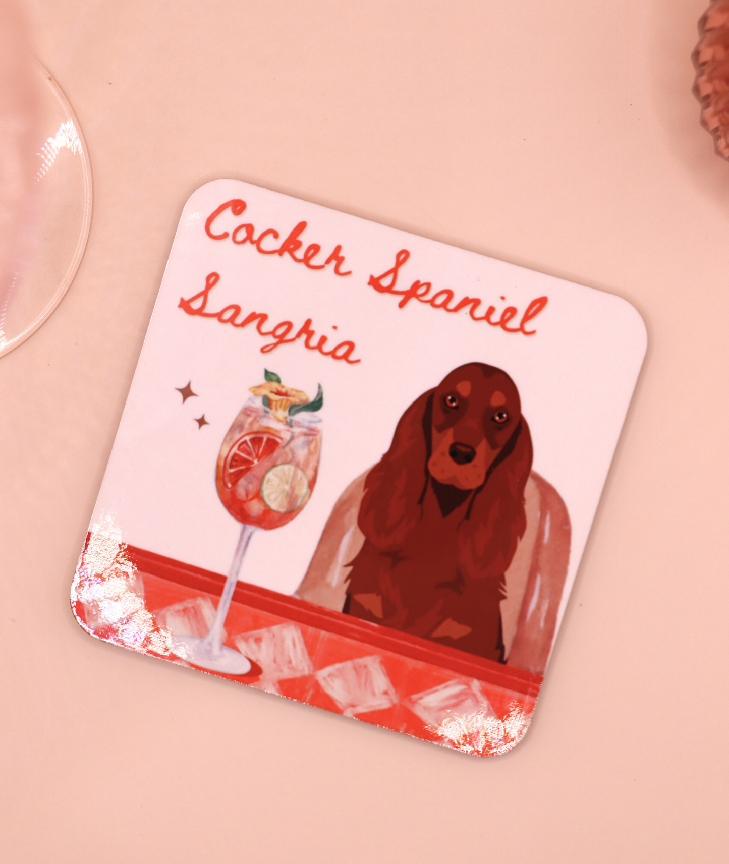 Cocker Spaniel Sangria Coaster (Custom Fur Coat)