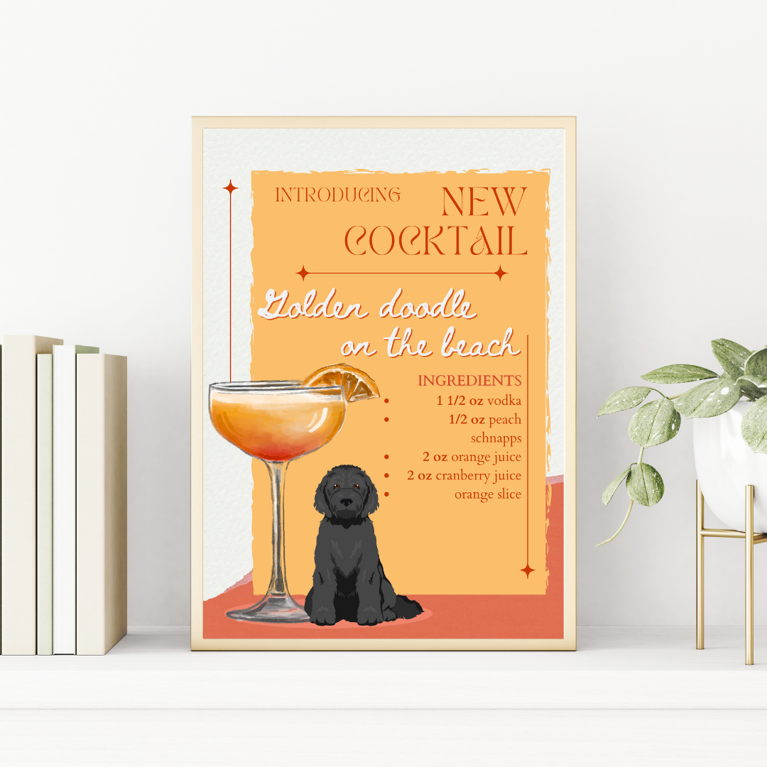 Golden Doodle On The Beach Poster