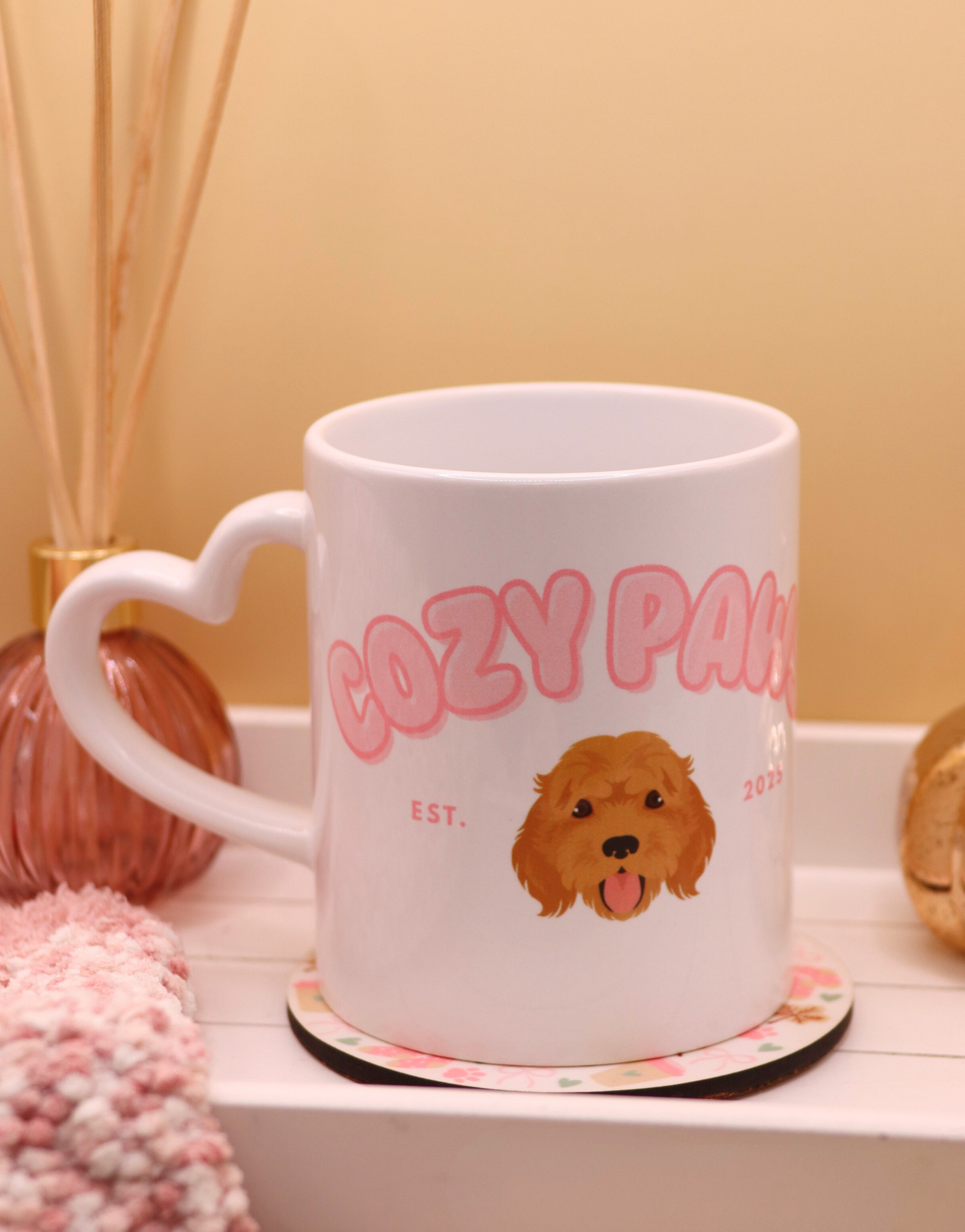 Pink Custom Cozy Paws Mug