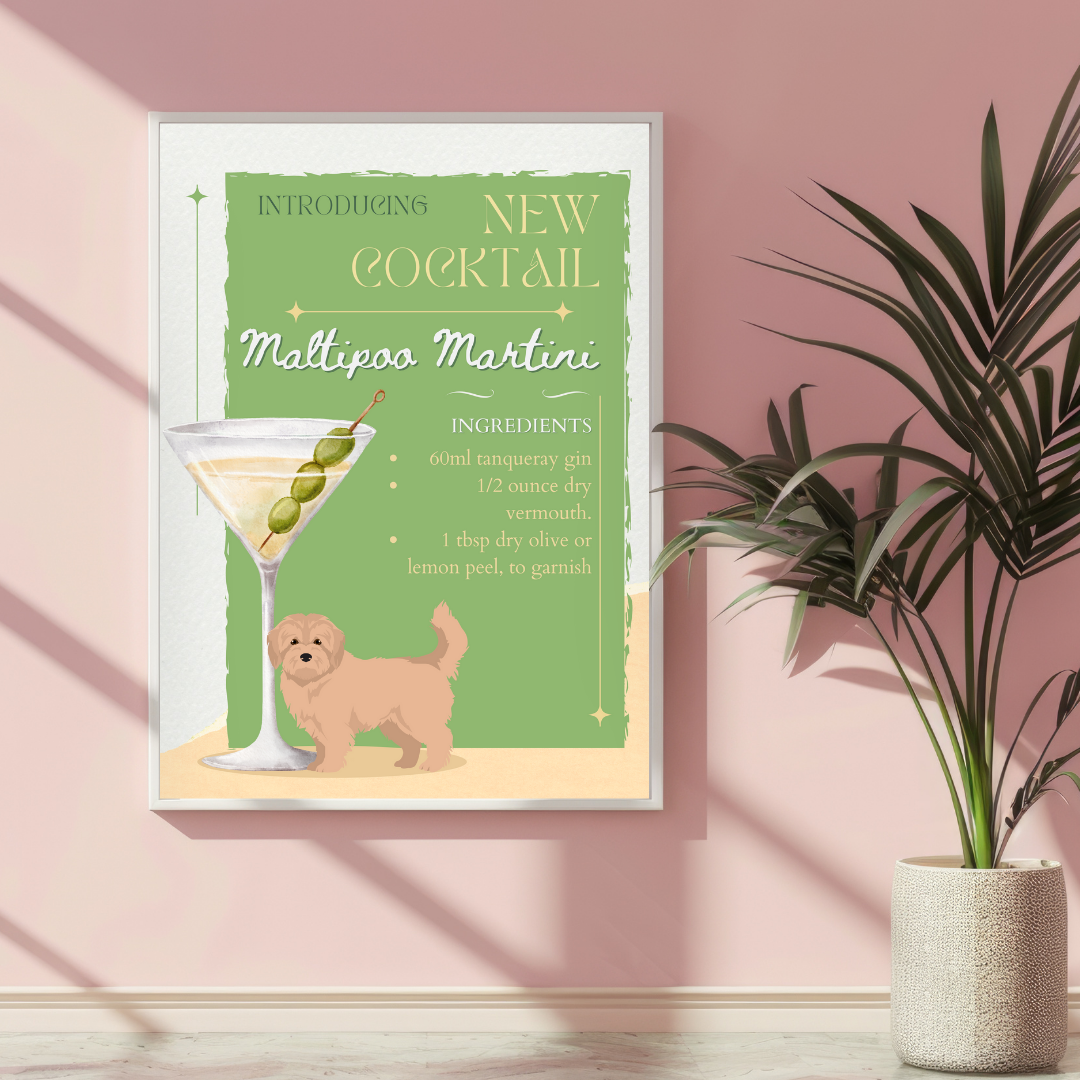 Maltipoo Martini Poster