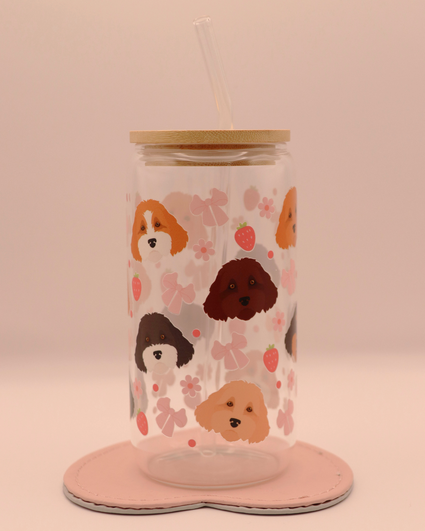 Cavapoo Pink Strawberry Bows