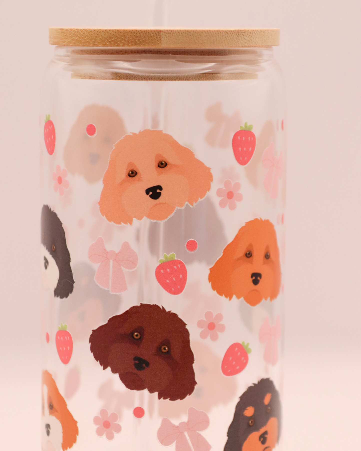 Cavapoo Pink Strawberry Bows