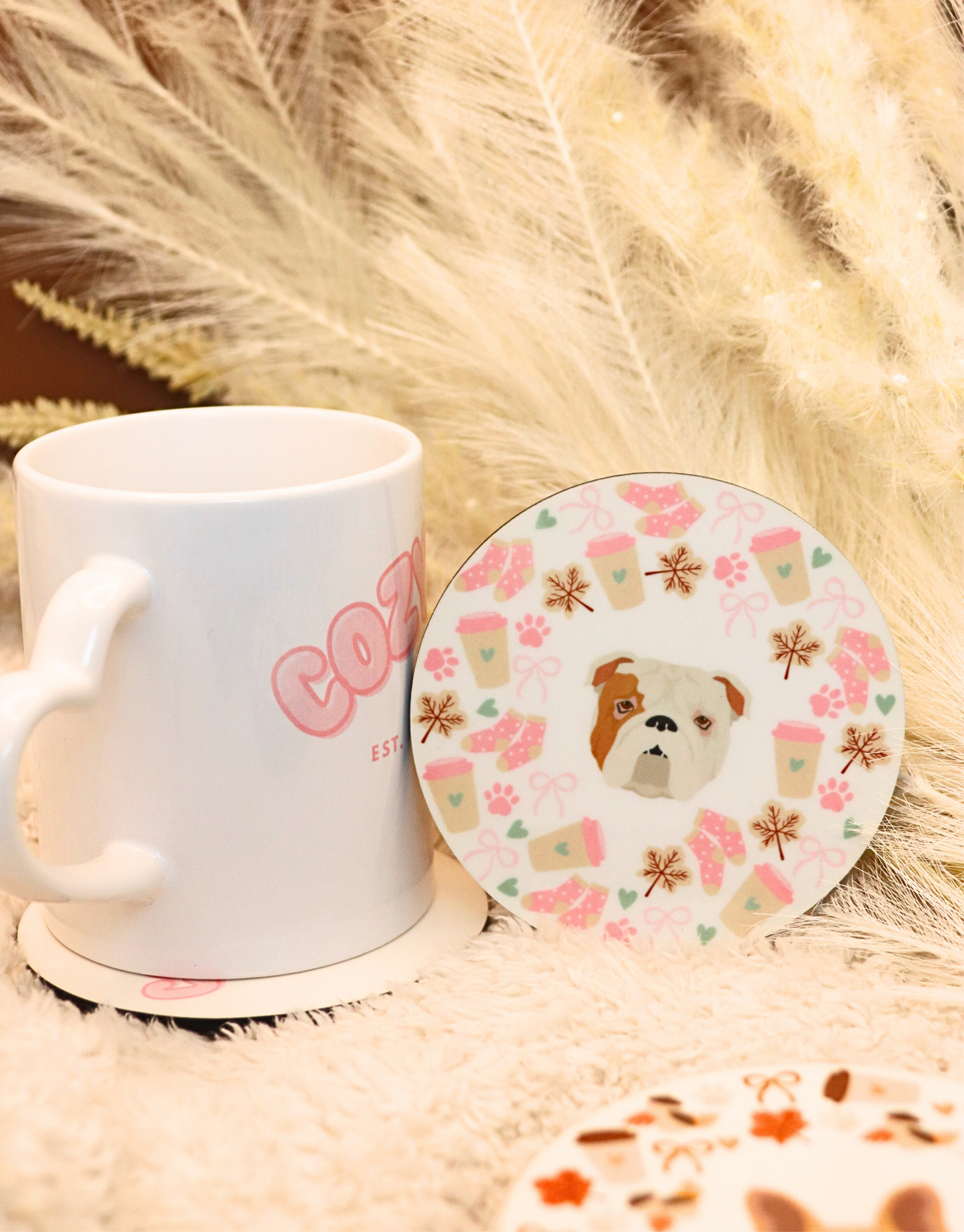 Pink Custom Cozy Paws Coaster