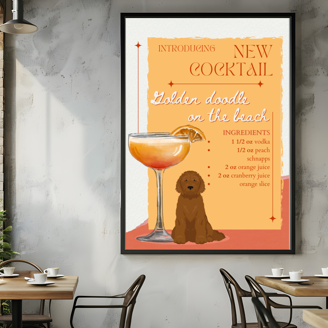 Golden Doodle On The Beach Poster