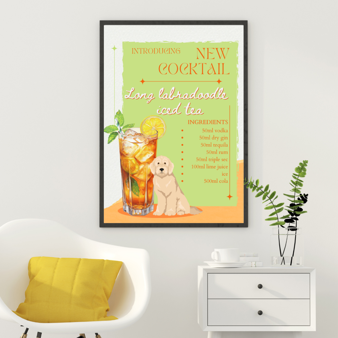 Long Labradoodle Iced Tea Poster