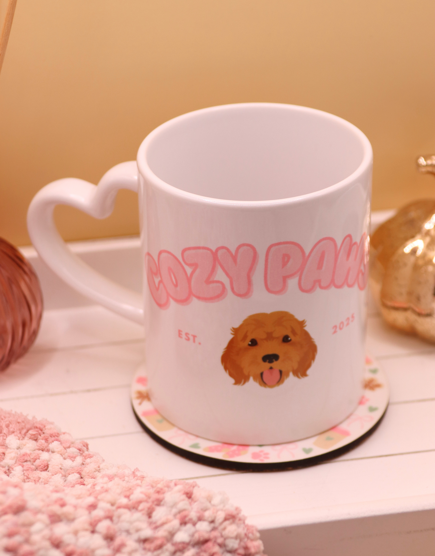 Pink Custom Cozy Paws Mug