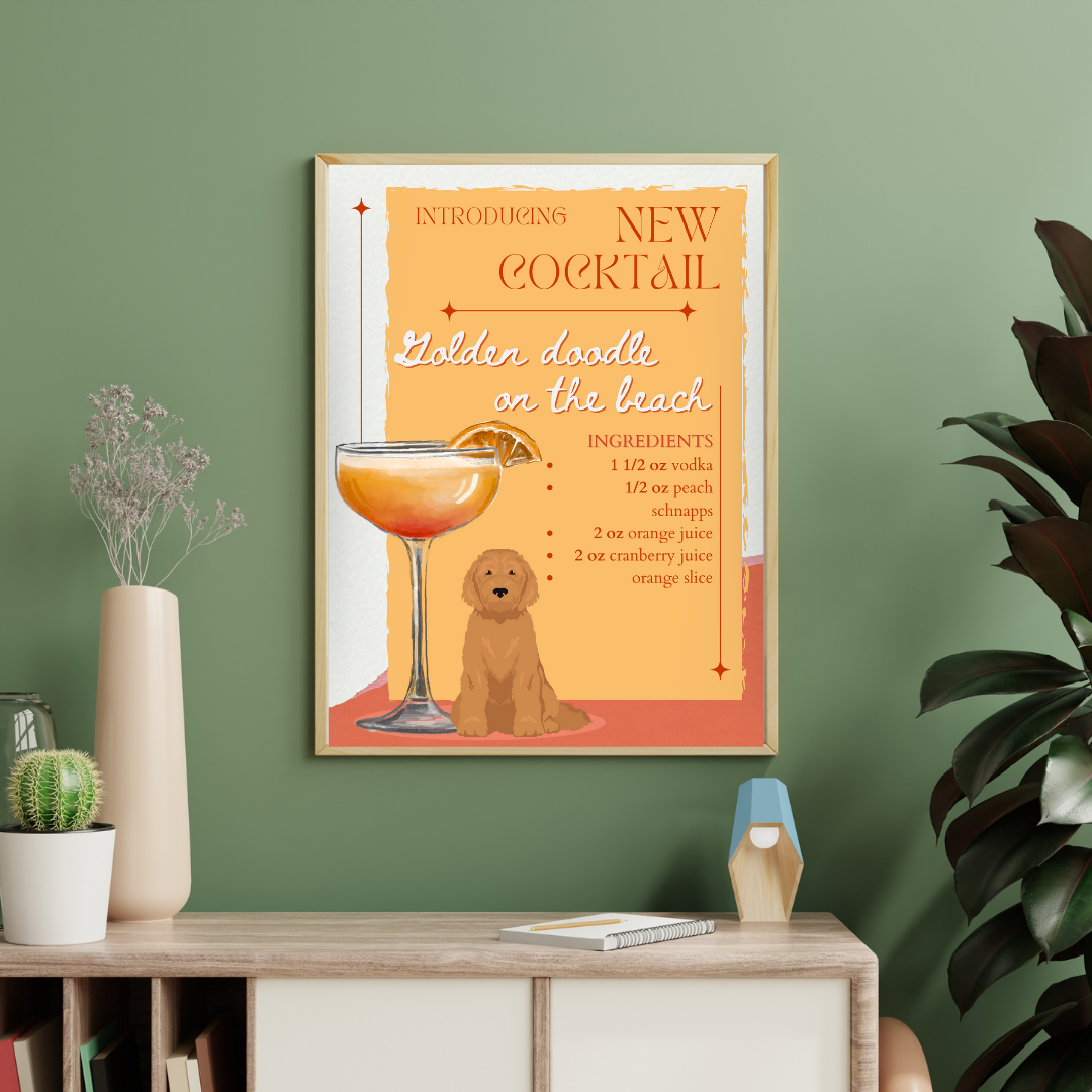 Golden Doodle On The Beach Poster