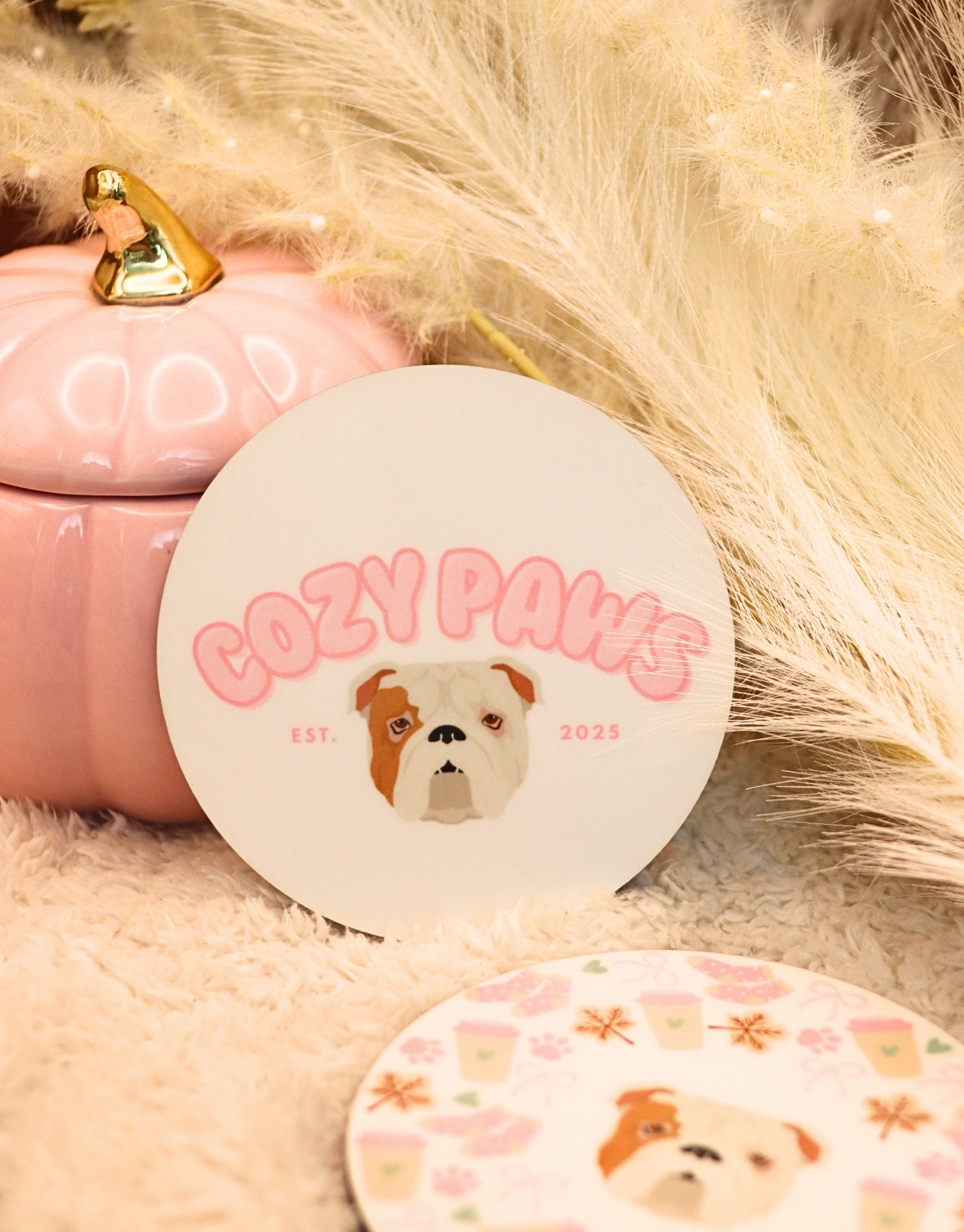 Pink Custom Cozy Paws Coaster