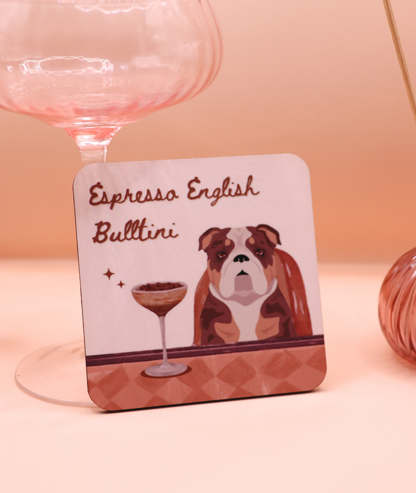 Espresso English Bulltini Coaster (Custom Fur Coat)