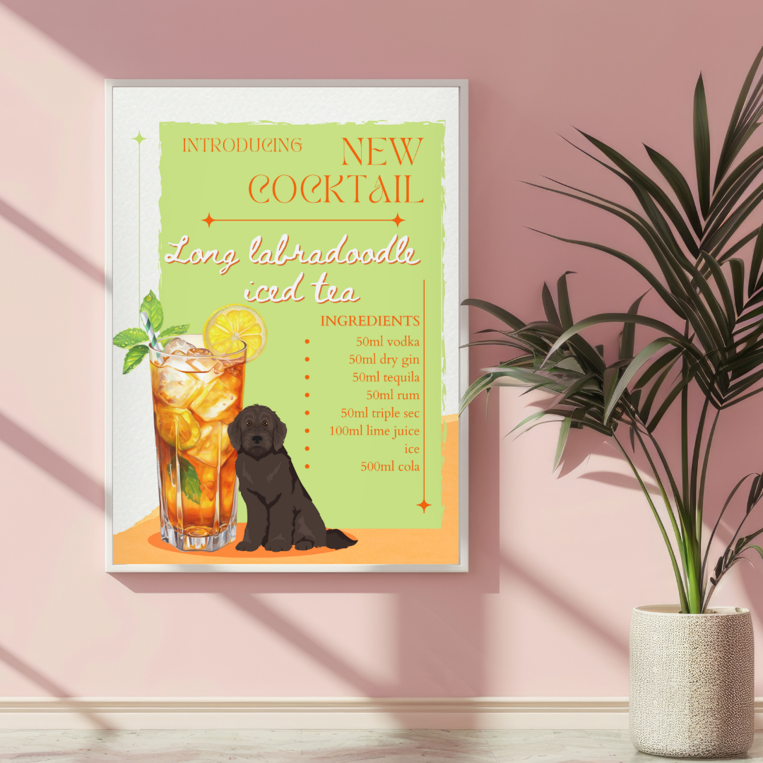 Long Labradoodle Iced Tea Poster