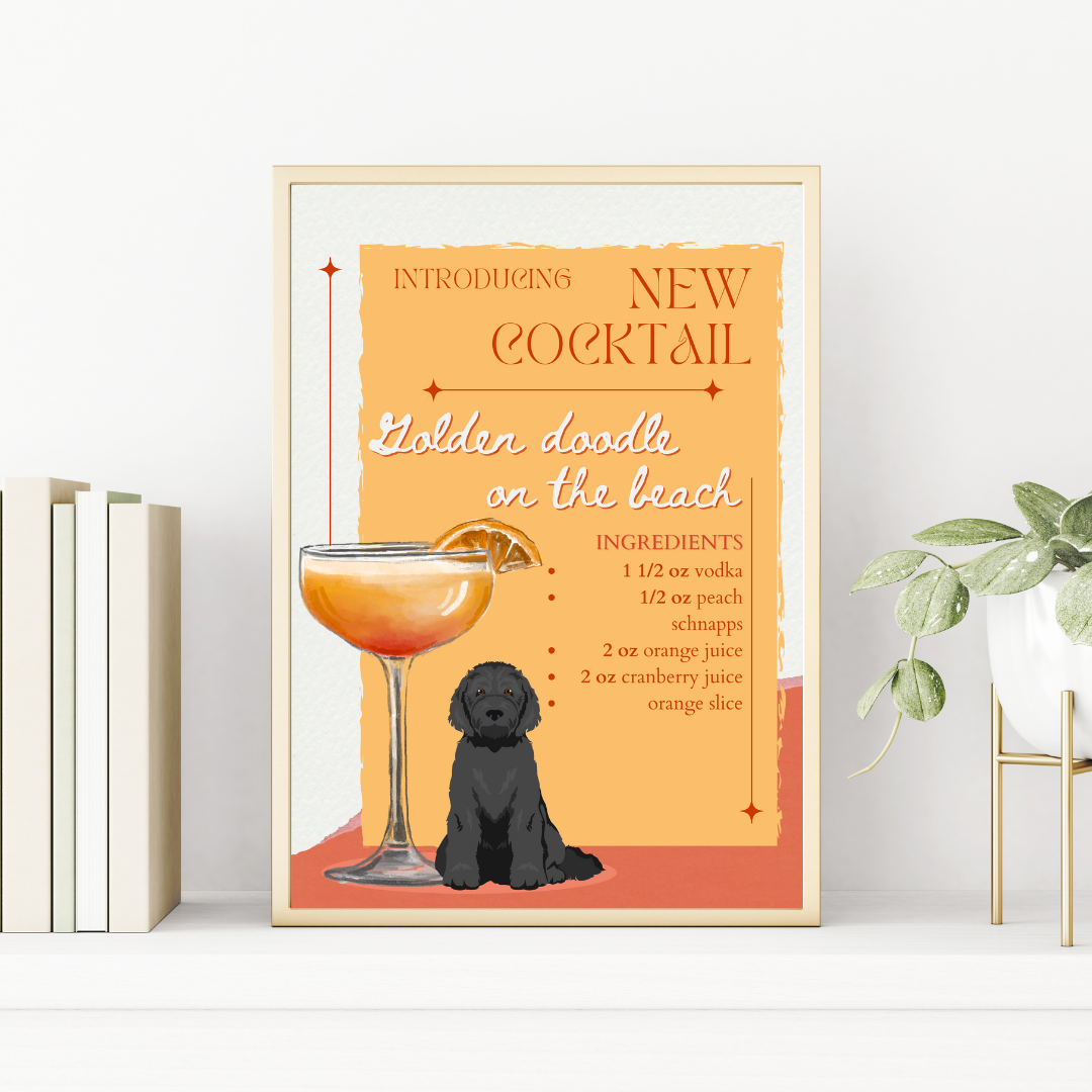 Golden Doodle On The Beach Poster