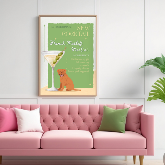 French Mastiff Martini Poster