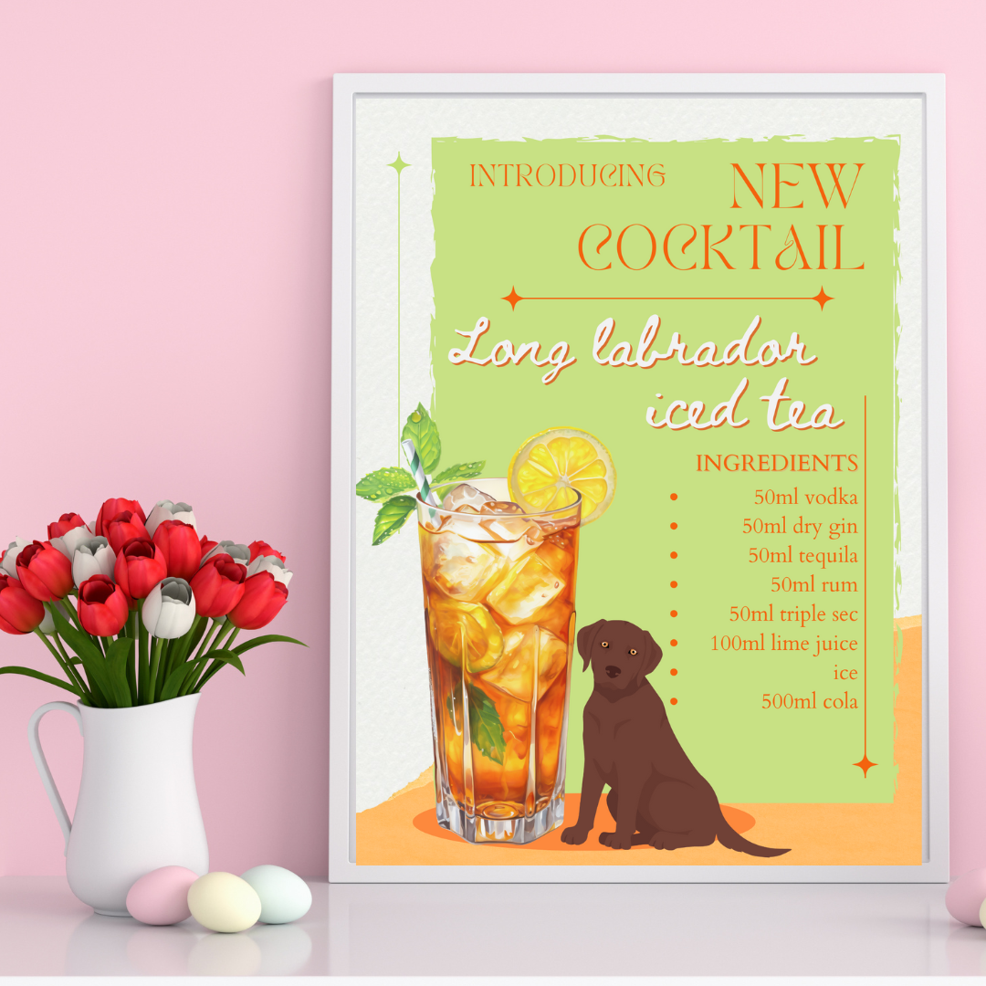 Long Labrador Iced Tea Poster