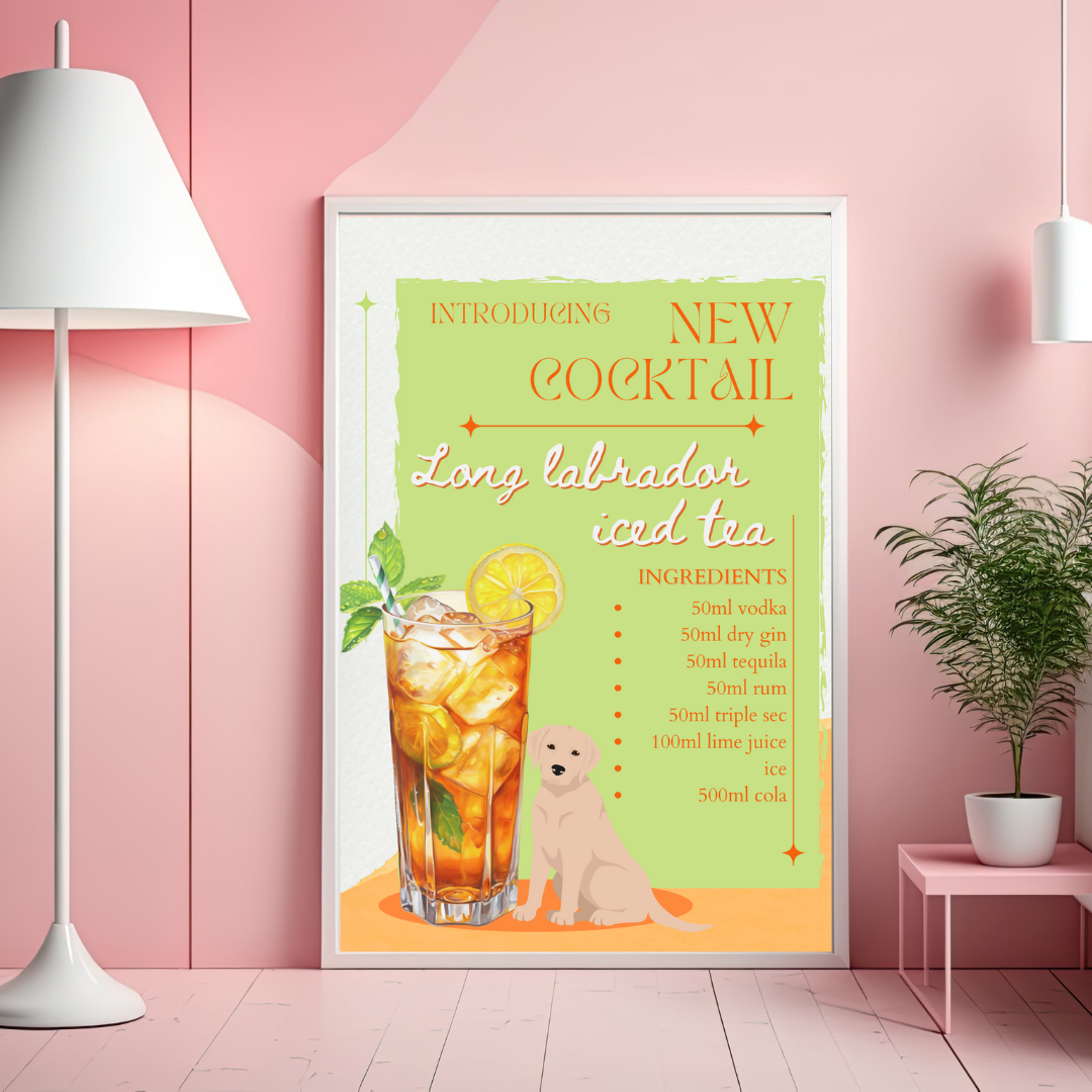 Long Labrador Iced Tea Poster