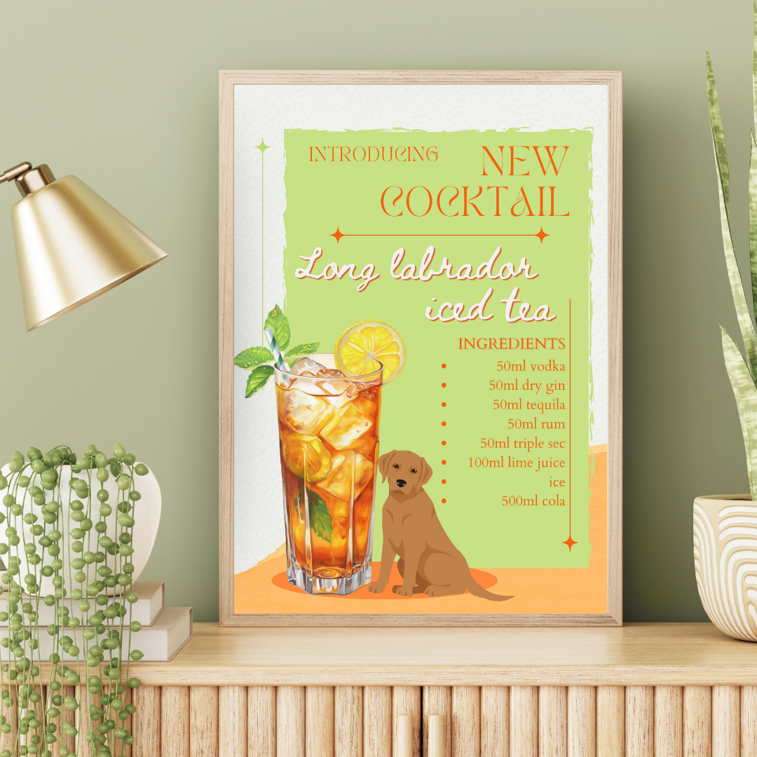 Long Labrador Iced Tea Poster