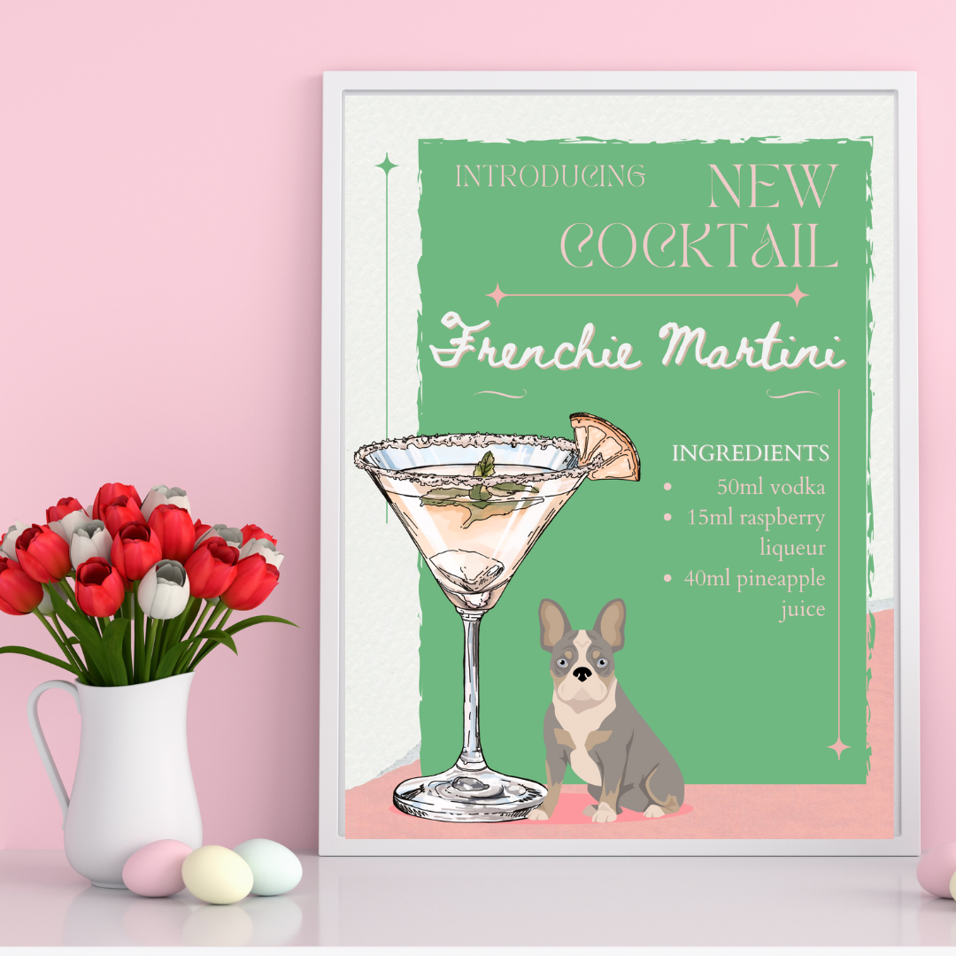 Frenchie Martini Poster