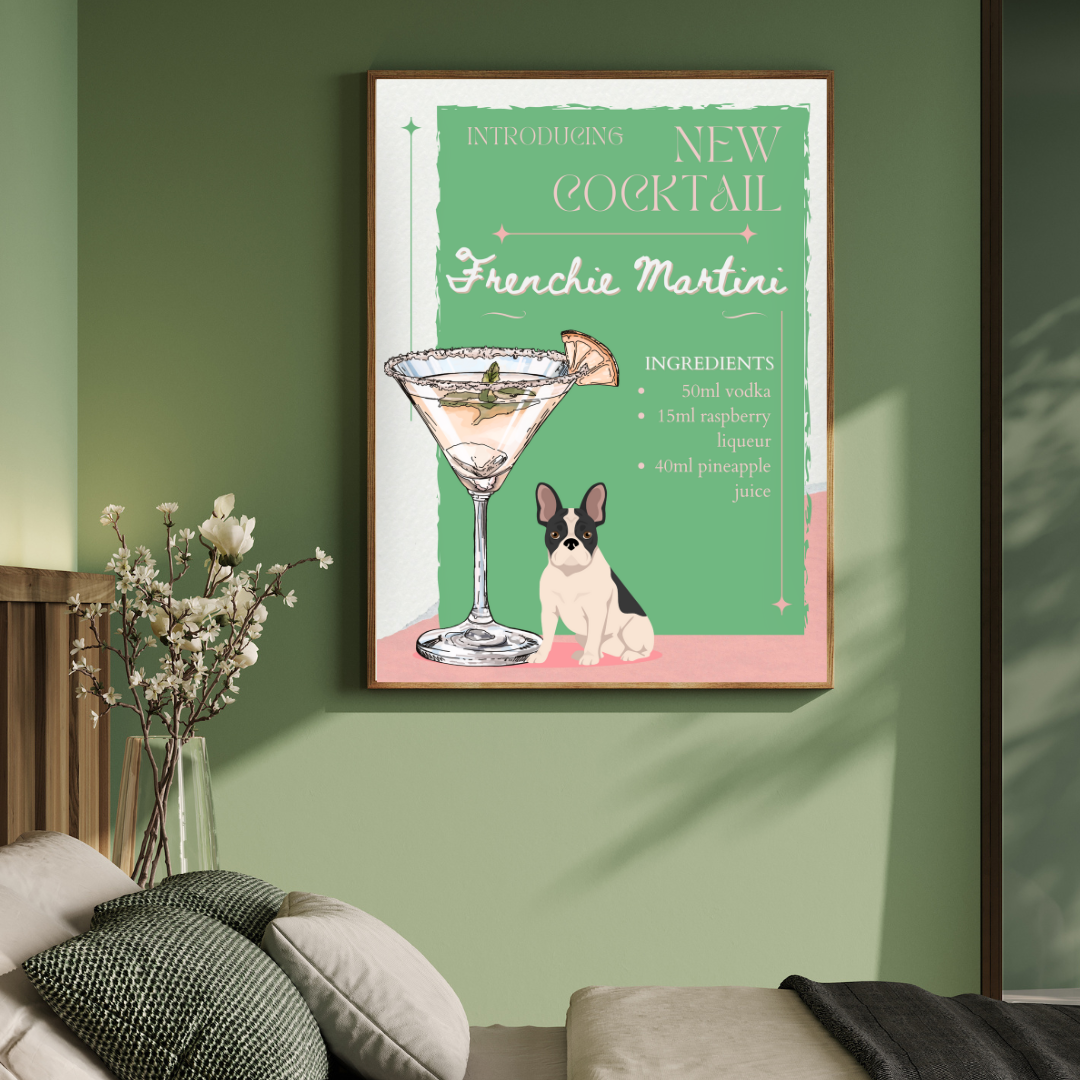 Frenchie Martini Poster