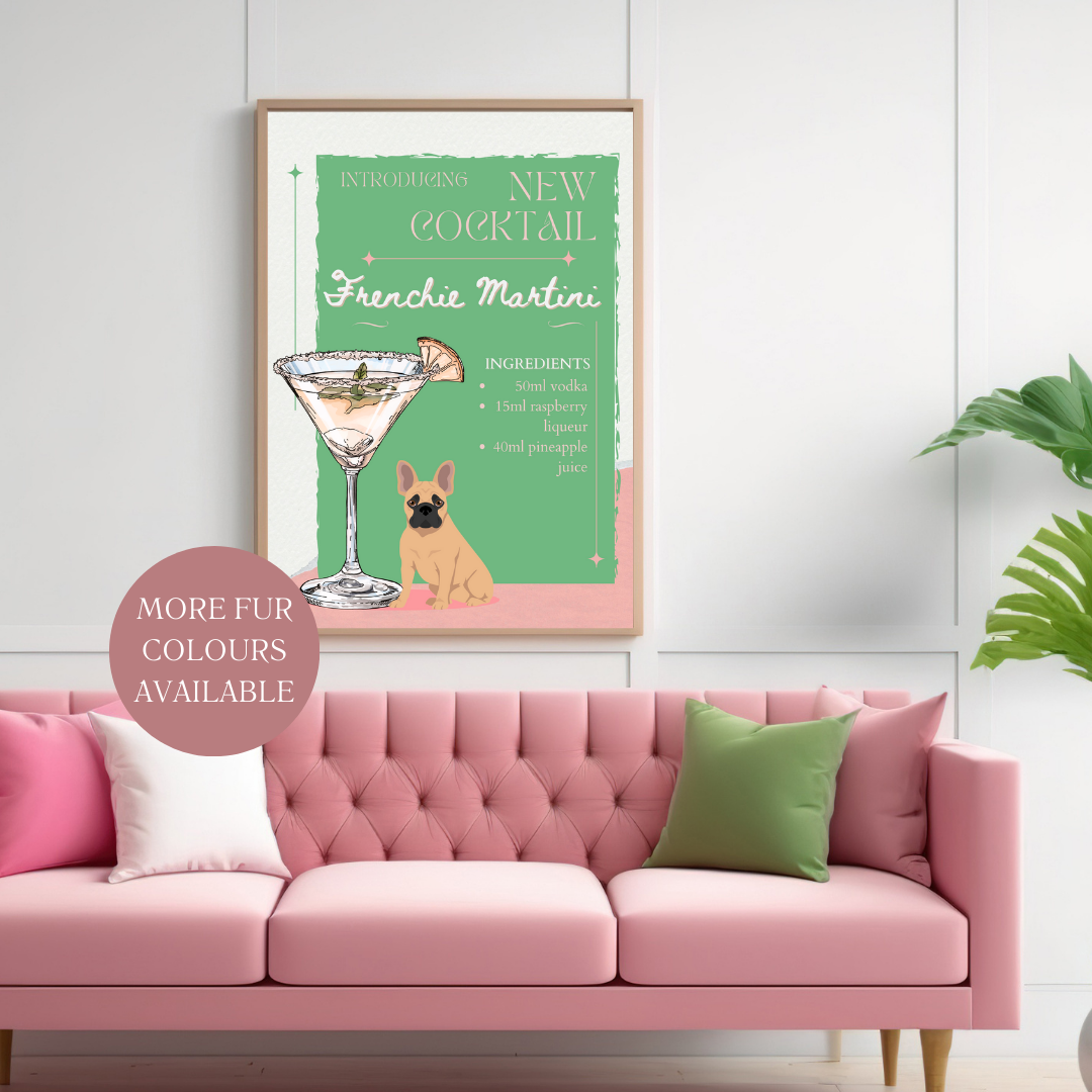 Frenchie Martini Poster