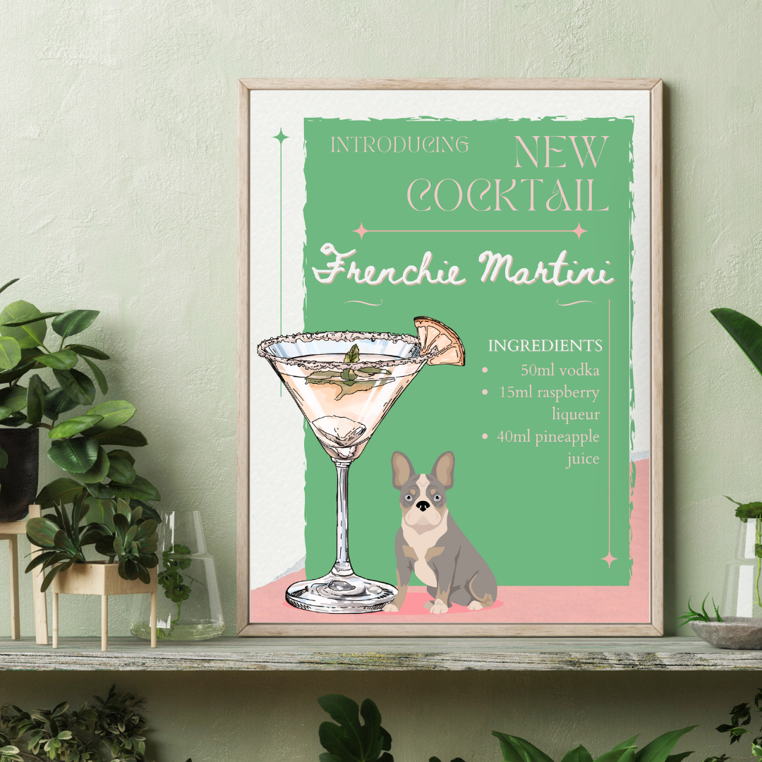 Frenchie Martini Poster