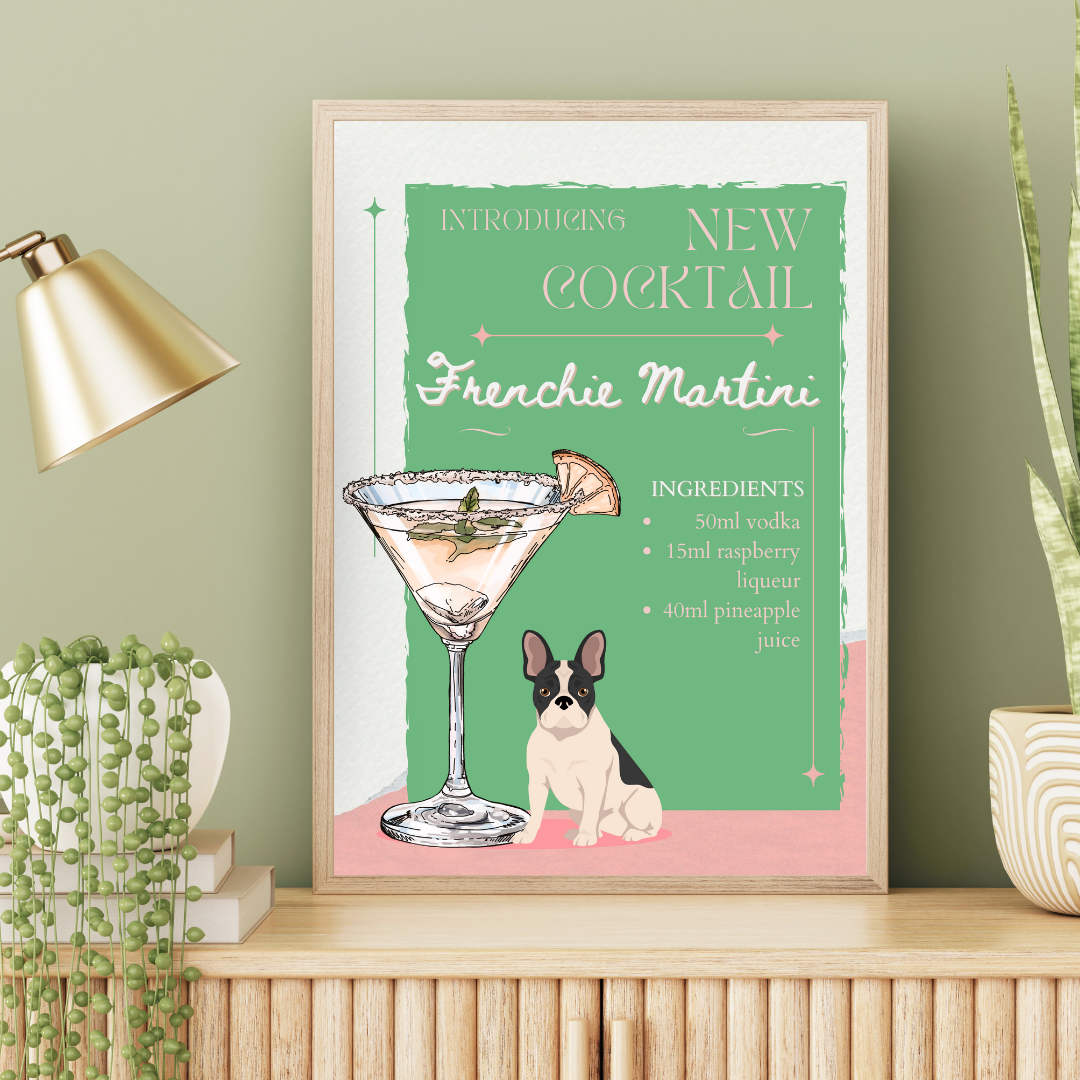 Frenchie Martini Poster