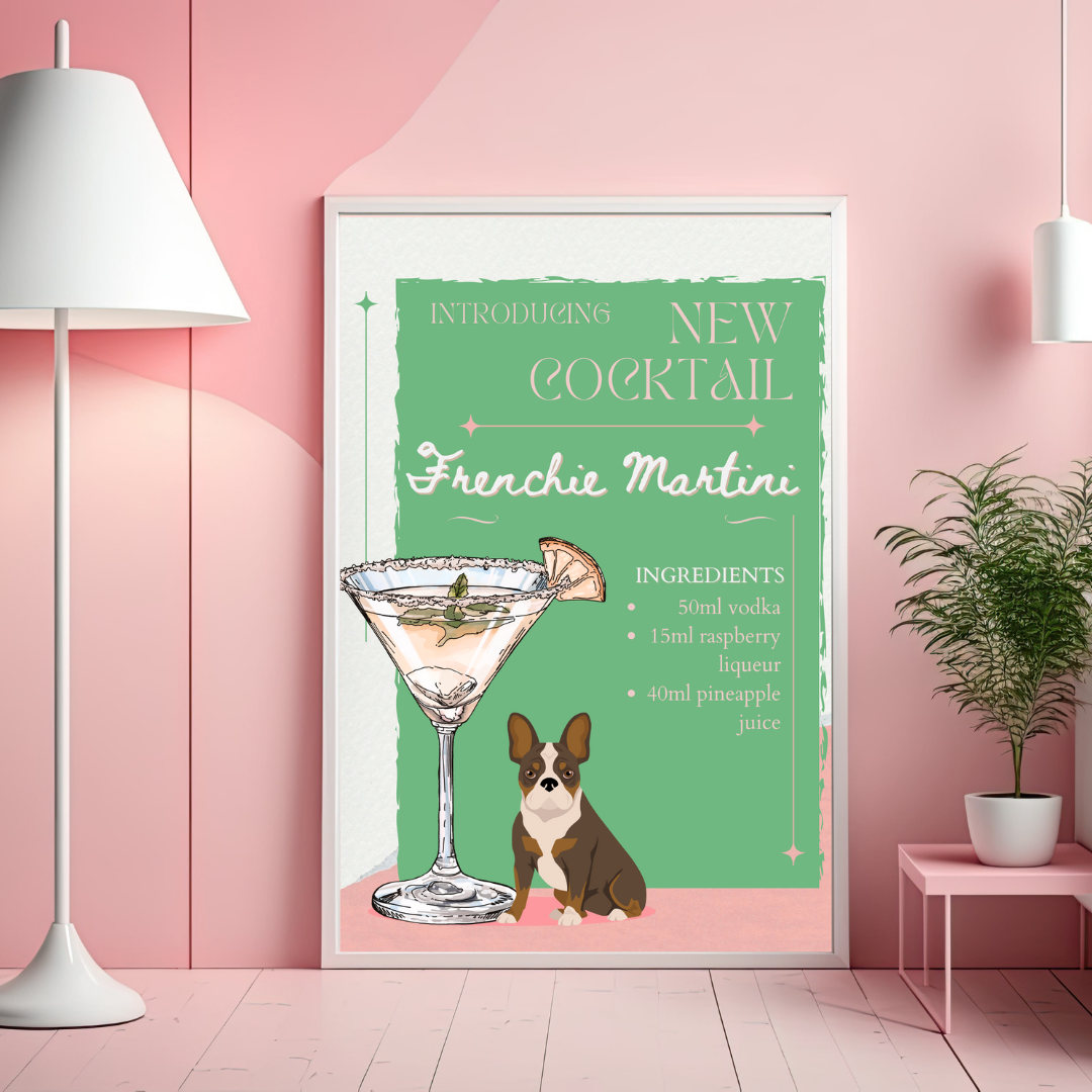 Frenchie Martini Poster