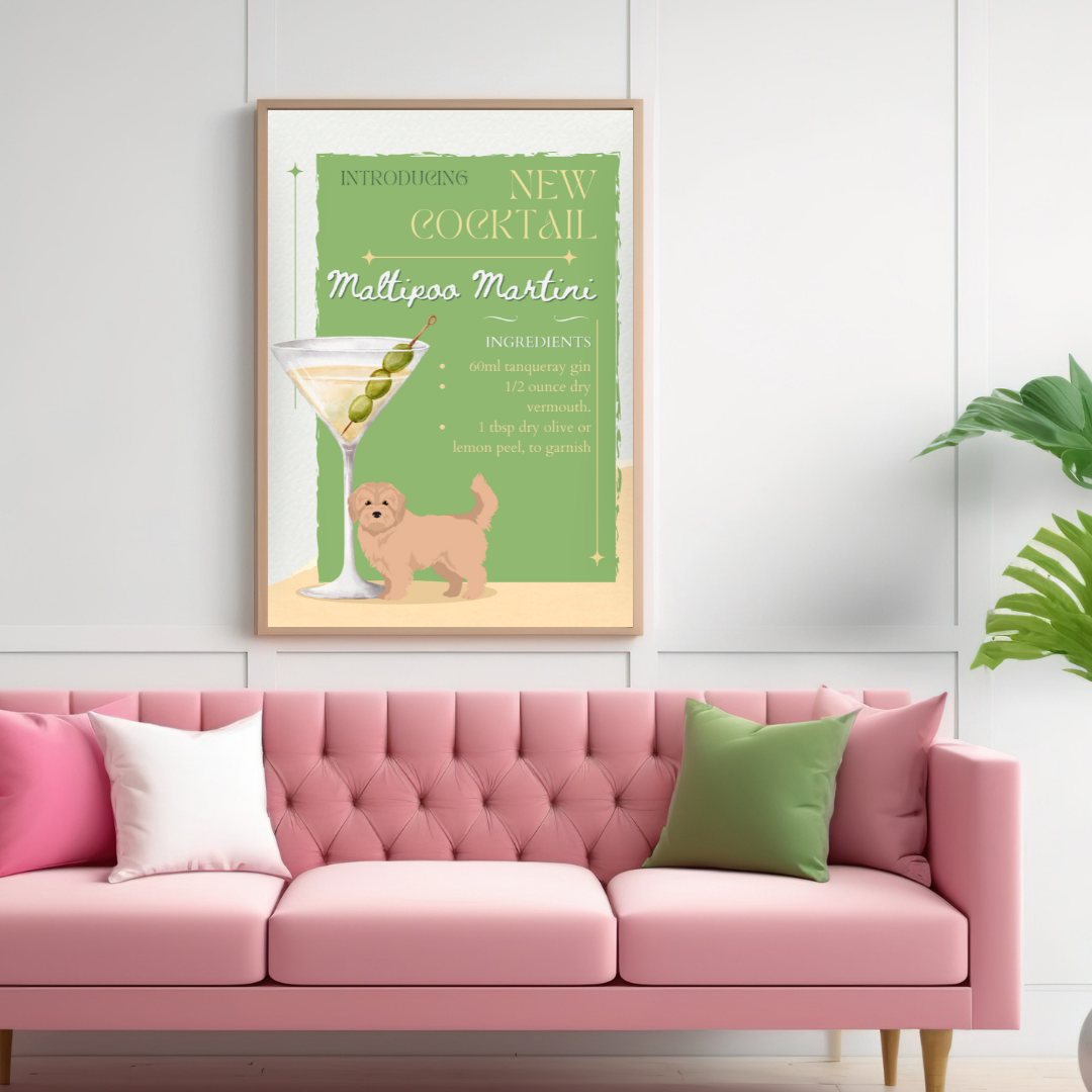 Maltipoo Martini Poster