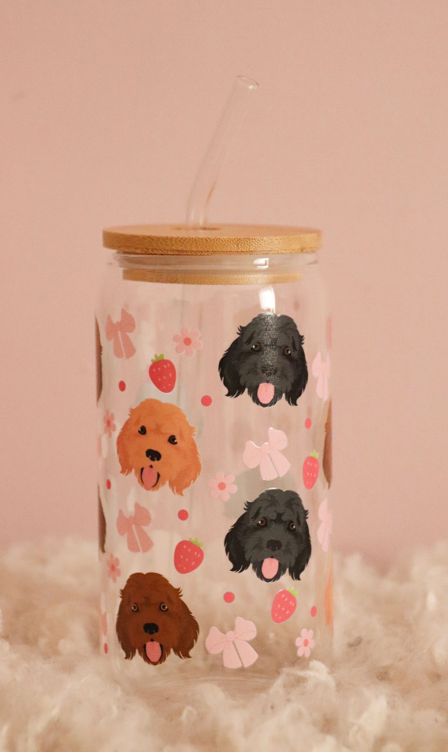 Cockapoo Strawberry Pink Bows