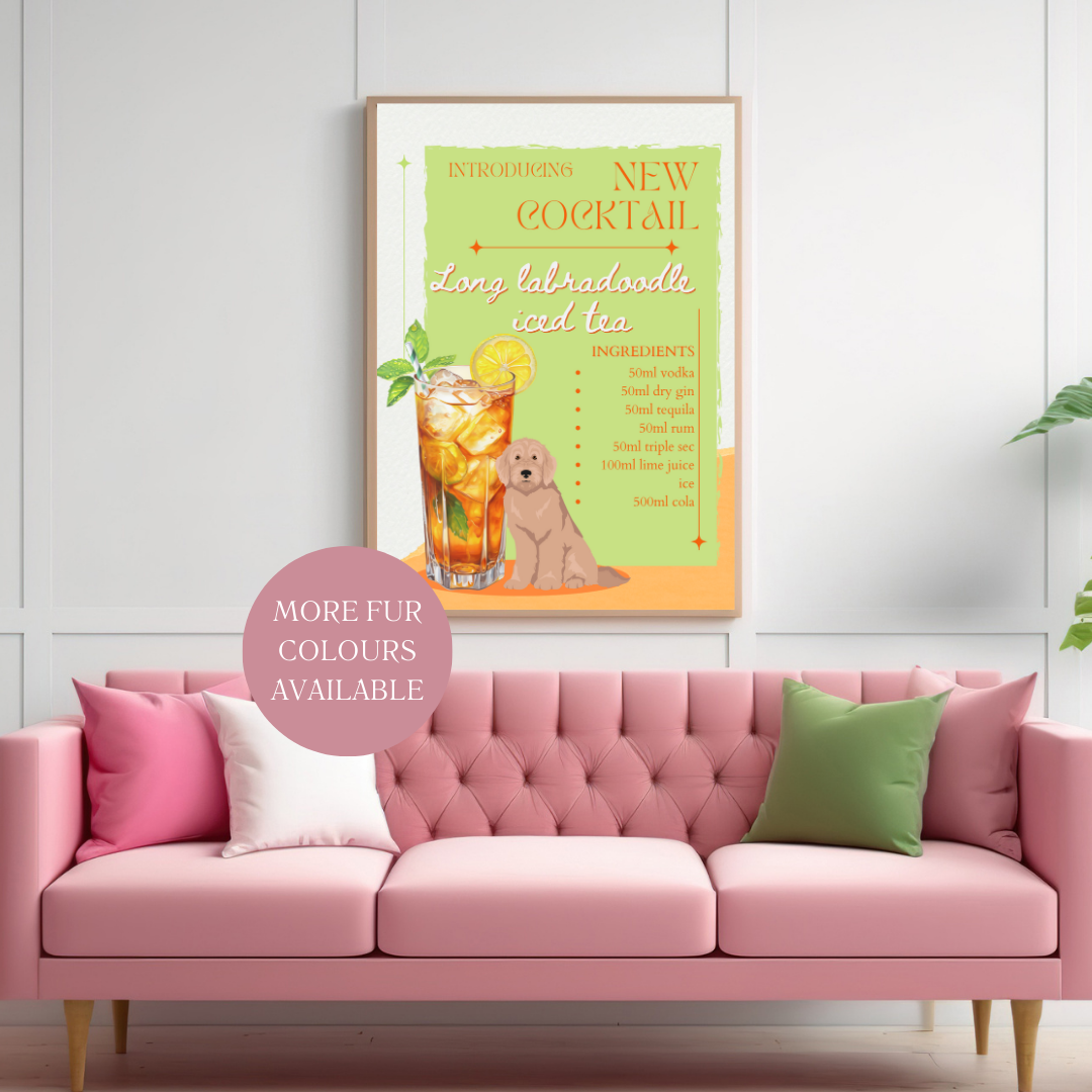 Long Labradoodle Iced Tea Poster