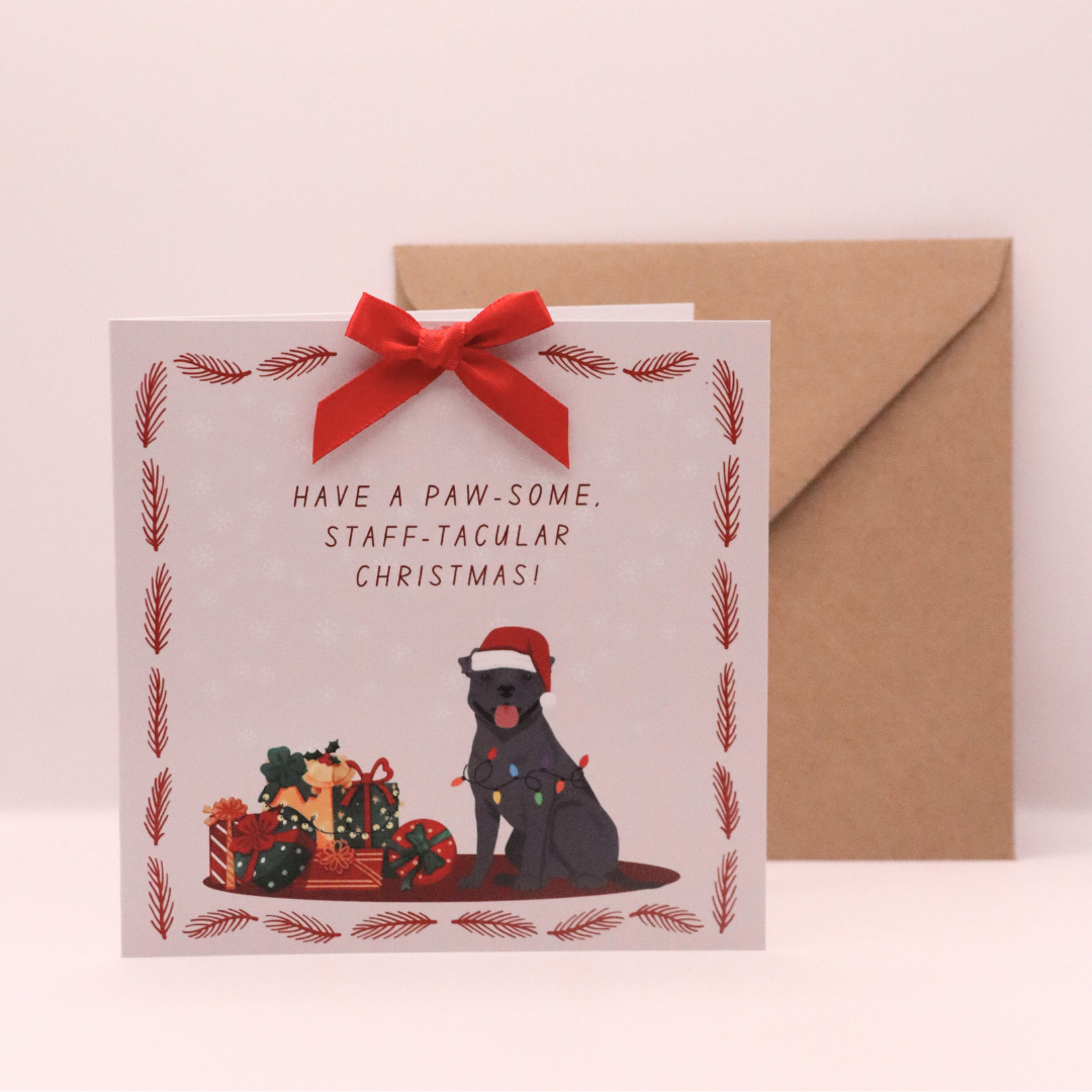 Staffordshire Bull Terrier Christmas Card